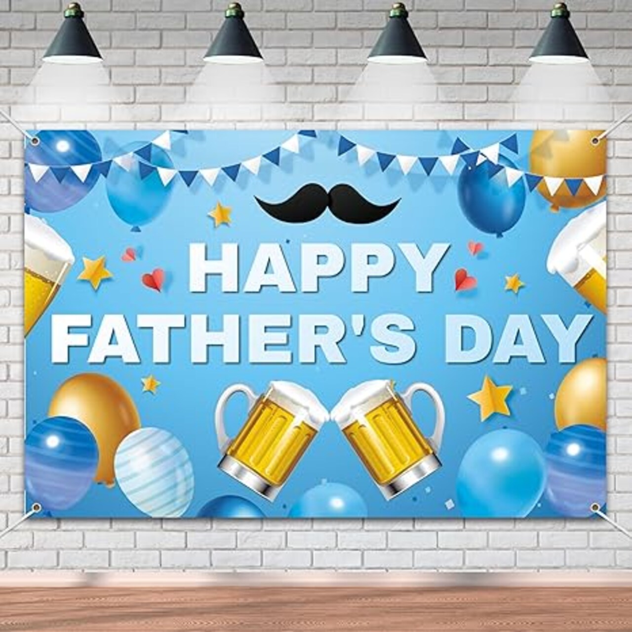 Happy Father's Day Banner Backdrop Light Blue Theme Background Decor for Happy Father's Day Festival Party Celebration Photography Photo Prop Decorations Supplies 72x43in-BECKTEN